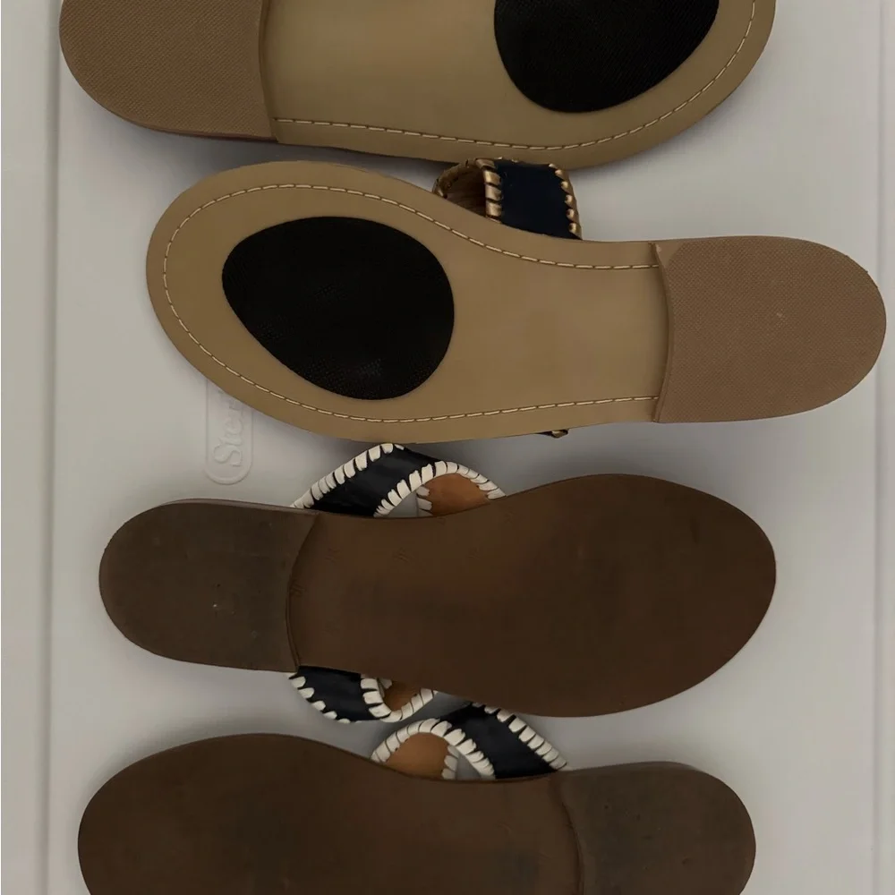 BUNDLE Jack Rogers Black & Gold Sandals Blue & White Sandals
Both Pair Size 9 - Picture 2 of 2